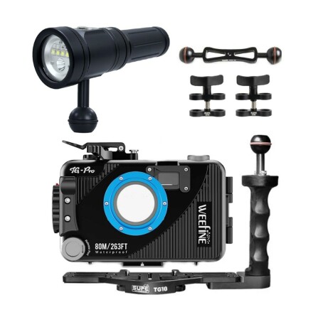 Underwater housing package Weefine for OM System TG-7 