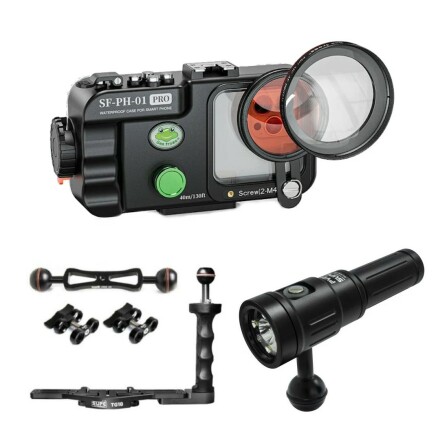 Phone package Seafrogs housing incl 2000 lumen light &amp; wide angle lens