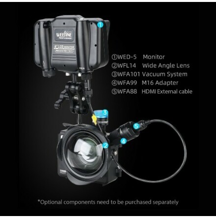 GoPro Package Weefine housing including 5 inch monitor &amp; wide angle lens (150 degree)