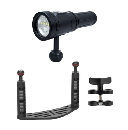 Light Photo &amp; Video Package (1) Scubalamp 2000 lumen Wide &amp; Spot, tray, handle &amp; arm